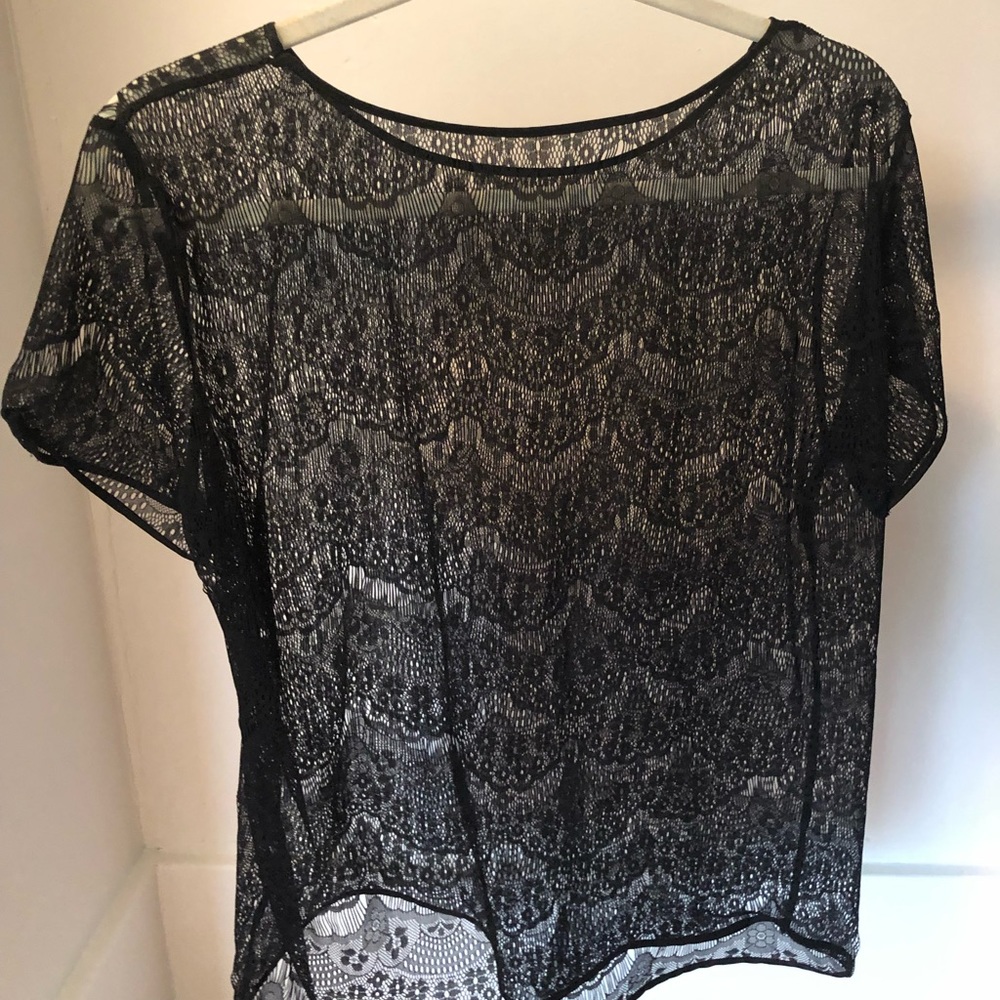 ZARA Black Lace Top Sheer